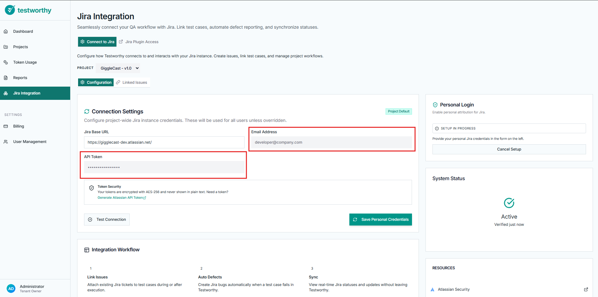 Personal Configurations Settings
